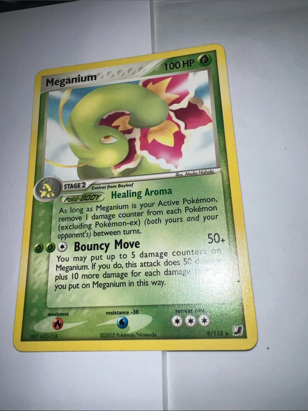Pokemon Meganium Card - Green and Yellow